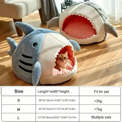 Warm Cat Beds Cartoon Shark Pet Cave Beds Sweet Kittens Basket Cushion Cat Pillow Mat Tent Puppy Nest Cave Pet Goods