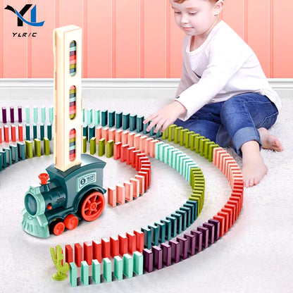 Automatic Laying Domino Games Train Toys Multifunction Fun Train Stacking Dominoes Toys Colorful Dominoes Blocks Puzzle Toys