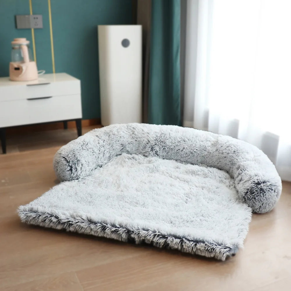 Removable Plush Pet Large Dog Bed Sofa House Mat Kennel Winter Warm Cat Pad Washable Calming Cushion Blanket Cover Nest Car New